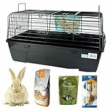 DZL- Cage pour lapins/cochons d'Inde Fermeture de sécurité Cage maison pour petits animaux Cage lapins avec mangeaison/foin/bébé/alimentation (Couleur aléatoire)